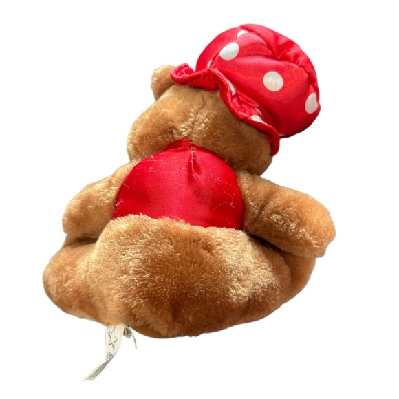 Vintage Brown Teddy Bear with Red Polka Dot Hat - Picture 2 of 3